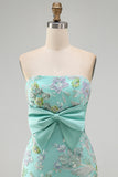 Roze bodycon strapless bloemenpailletten met veter op de achterkant Homecoming jurk met strik