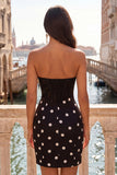 Zwart-wit Sweetheart Bodycon korset Keyhole Homecoming-jurk met strik