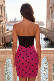 Zwart-wit Sweetheart Bodycon korset Keyhole Homecoming-jurk met strik