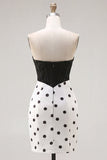 Zwart-wit Sweetheart Bodycon korset Keyhole Homecoming-jurk met strik