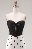 Zwart-wit Sweetheart Bodycon korset Keyhole Homecoming-jurk met strik