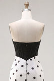 Zwart-wit Sweetheart Bodycon korset Keyhole Homecoming-jurk met strik