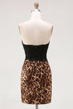 Zwarte en Luipaard Bodycon Sweetheart Korte Homecoming-jurk