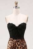 Zwarte en Luipaard Bodycon Sweetheart Korte Homecoming-jurk
