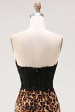 Zwarte en Luipaard Bodycon Sweetheart Korte Homecoming-jurk