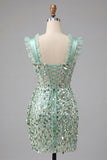 Champagne Bodycon doorschijnend korset, ruche, pailletten, homecomingjurk