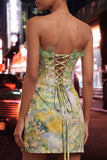 Groene sweetheart gerimpelde korset, bodycon gerimpelde kant omhoog Homecoming jurk