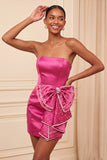 Donkergroene strapless bodycon parelmoer veter achterjurk homecoming jurk met strik om de taille