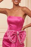 Donkergroene strapless bodycon parelmoer veter achterjurk homecoming jurk met strik om de taille