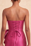 Donkergroene strapless bodycon parelmoer veter achterjurk homecoming jurk met strik om de taille