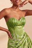 Lichtgele bodycon Sweetheart gerimpelde pailletten met veter thuis thuisjurk met sjerp