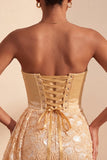 Lichtgele bodycon Sweetheart gerimpelde pailletten met veter thuis thuisjurk met sjerp
