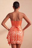 Lichtgele bodycon Sweetheart gerimpelde pailletten met veter thuis thuisjurk met sjerp