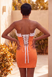 Lichtpaarse bodycon halterhals met geraffe kralenjurk homecoming jurk met kant op de rug