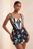Bodycon blush korset vlinder parel appliqué veter backhomecoming jurk met sjerp