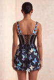 Bodycon blush korset vlinder parel appliqué veter backhomecoming jurk met sjerp