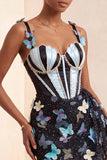 Bodycon blush korset vlinder parel appliqué veter backhomecoming jurk met sjerp