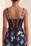 Bodycon blush korset vlinder parel appliqué veter backhomecoming jurk met sjerp