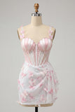 Bodycon blush korset vlinder parel appliqué veter backhomecoming jurk met sjerp