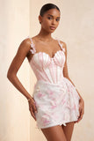 Bodycon blush korset vlinder parel appliqué veter backhomecoming jurk met sjerp