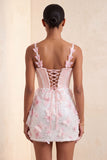 Bodycon blush korset vlinder parel appliqué veter backhomecoming jurk met sjerp