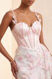Bodycon blush korset vlinder parel appliqué veter backhomecoming jurk met sjerp