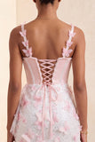 Bodycon blush korset vlinder parel appliqué veter backhomecoming jurk met sjerp
