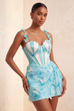 Bodycon blush korset vlinder parel appliqué veter backhomecoming jurk met sjerp