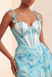 Bodycon blush korset vlinder parel appliqué veter backhomecoming jurk met sjerp