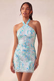 Bodycon Lichtpaarse halterhals pailletten met veter Homecoming jurk