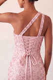 Champagne Bodycon Eenschouder Veter Achter Homecoming Jurk met pailletten