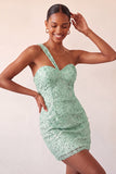 Champagne Bodycon Eenschouder Veter Achter Homecoming Jurk met pailletten