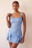 Mintgroene bodycon vierkante hals pailletten met veter achterin homecomingjurk met strik