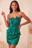 Strapless lichtpaarse bodycon veterend op de rug parels gerimpelde homecoming-jurk