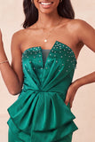 Strapless lichtpaarse bodycon veterend op de rug parels gerimpelde homecoming-jurk