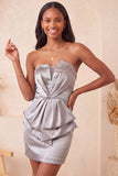 Strapless lichtpaarse bodycon veterend op de rug parels gerimpelde homecoming-jurk
