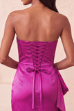 Satijnblauwe strapless bodycon vetergeknoopte rug met kralen, gerimpelde homecoming jurk met sjerp