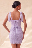 Dusty Sage Bodycon korset Peals bloemen met strikjes Homecoming jurk met veter op de rug