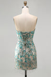 Lake Blue Sweetheart korset Jacquard Veter Thuis Thuis Jurk met franjes