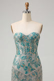 Lake Blue Sweetheart korset Jacquard Veter Thuis Thuis Jurk met franjes
