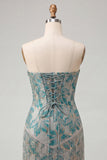 Lake Blue Sweetheart korset Jacquard Veter Thuis Thuis Jurk met franjes