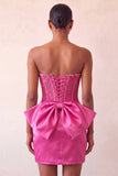 Zilveren sweetheart korset met veter op de rug bodycon homecomingjurk met strik