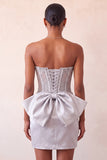 Zilveren sweetheart korset met veter op de rug bodycon homecomingjurk met strik