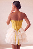 Roze Sweetheart A-lijn korset Jacquard Veter Achterste Laaggelaagde Homecoming Jurk