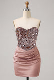 Sweetheart Champagne Pailletten Bodycon Mini Homecoming Jurk