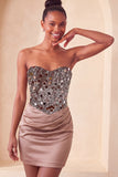 Sweetheart Champagne Pailletten Bodycon Mini Homecoming Jurk