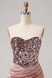 Sweetheart Champagne Pailletten Bodycon Mini Homecoming Jurk