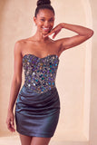 Sweetheart Champagne Pailletten Bodycon Mini Homecoming Jurk