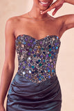 Sweetheart Champagne Pailletten Bodycon Mini Homecoming Jurk