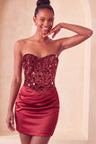 Sweetheart Champagne Pailletten Bodycon Mini Homecoming Jurk